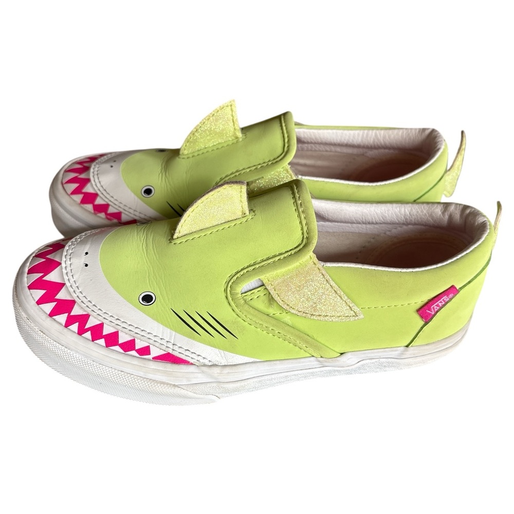 Vans Slip-On V Low Tops Casual Skateboarding Shoes Neon Green & Pink, Size 3 - Picture 4 of 8